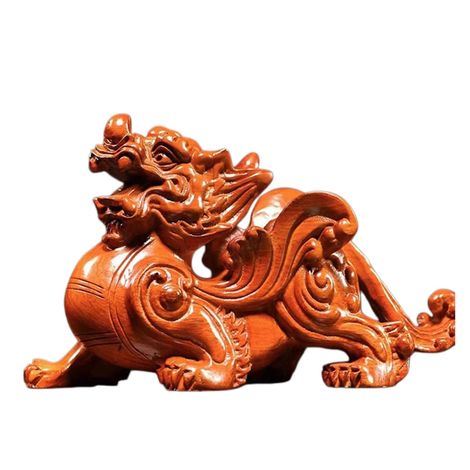 Huolimxun A Pair Of Ebony Carved Pixiu Ornaments To Attract Wealth, House Decorations, Shop Opening Housewarming Gifts, 10cm Long(A pair of rosewood)