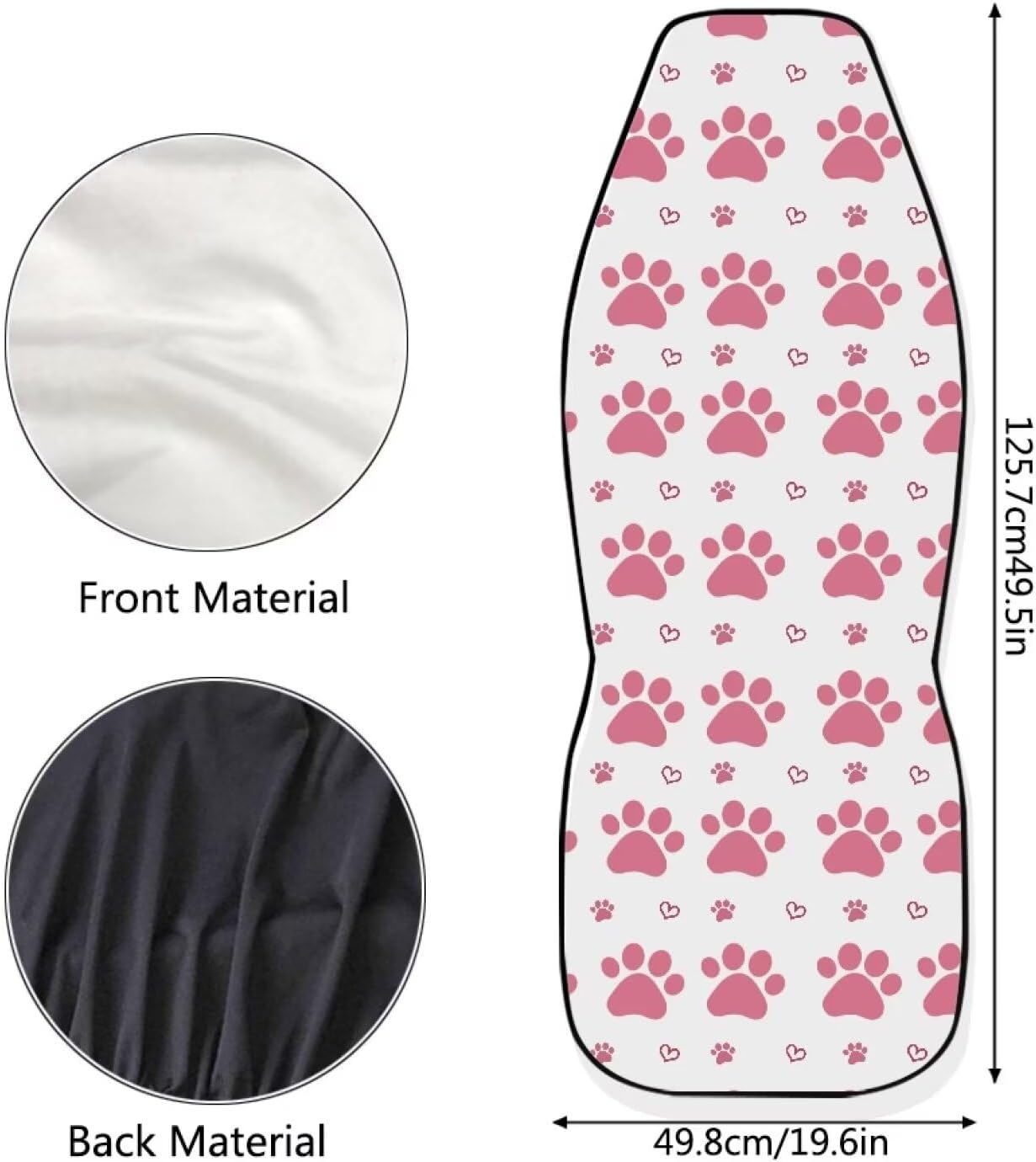 UNICEU Cute Dog Paw Print Seat Covers Car Accessories for Women Funny Front Seat Cover for Cars Auto Truck Sedan SUV