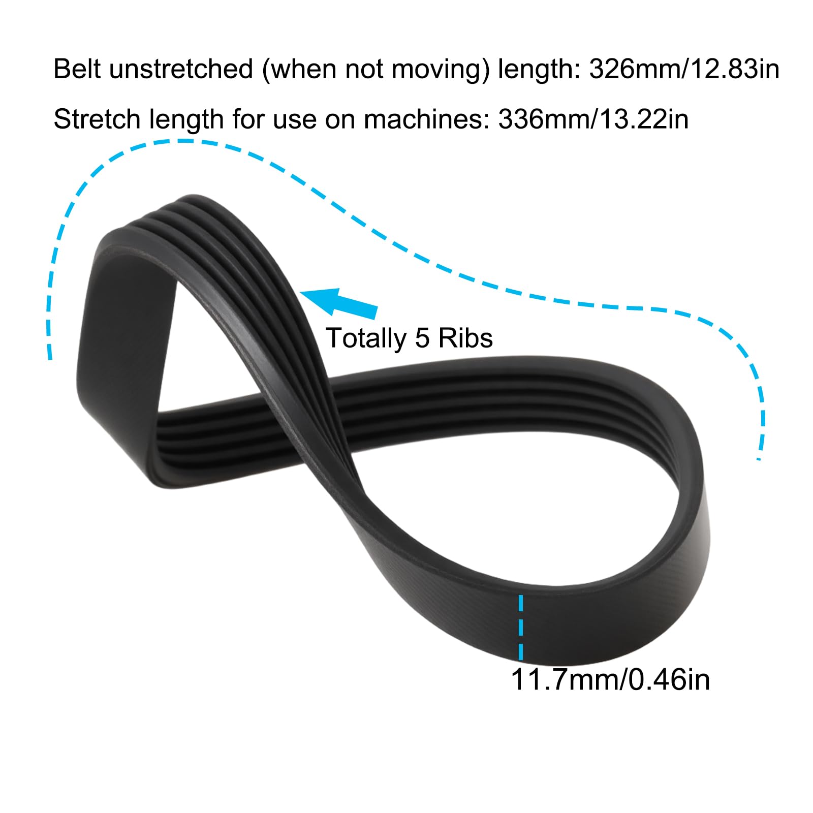 Cinghia per tapis roulant 336EPJ a 5 nervature, larghezza 11,7 mm, compatibile con cinghia Vega per tapis roulant