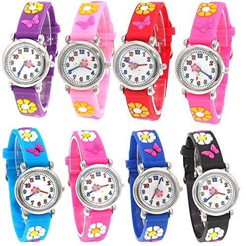 Reloj de niña Dibujos Animados en 3D Reloj de Mariposa Hermosa Reloj analógico Azul Reloj de Pulsera de Silicona para niñas y niños Relojes para niñas (Color : Rose)