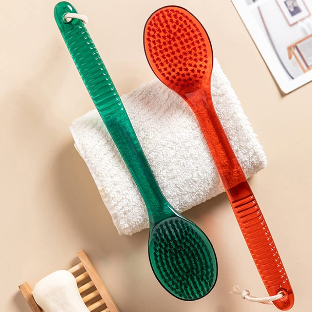 Cepillo de baño Cepillo para el Cuerpo de Textura Suave, cerdas de Nailon Cepillo Trasero con Mango Antideslizante roscado por inyección PS, estimula la circulación sanguínea (Color : Red,