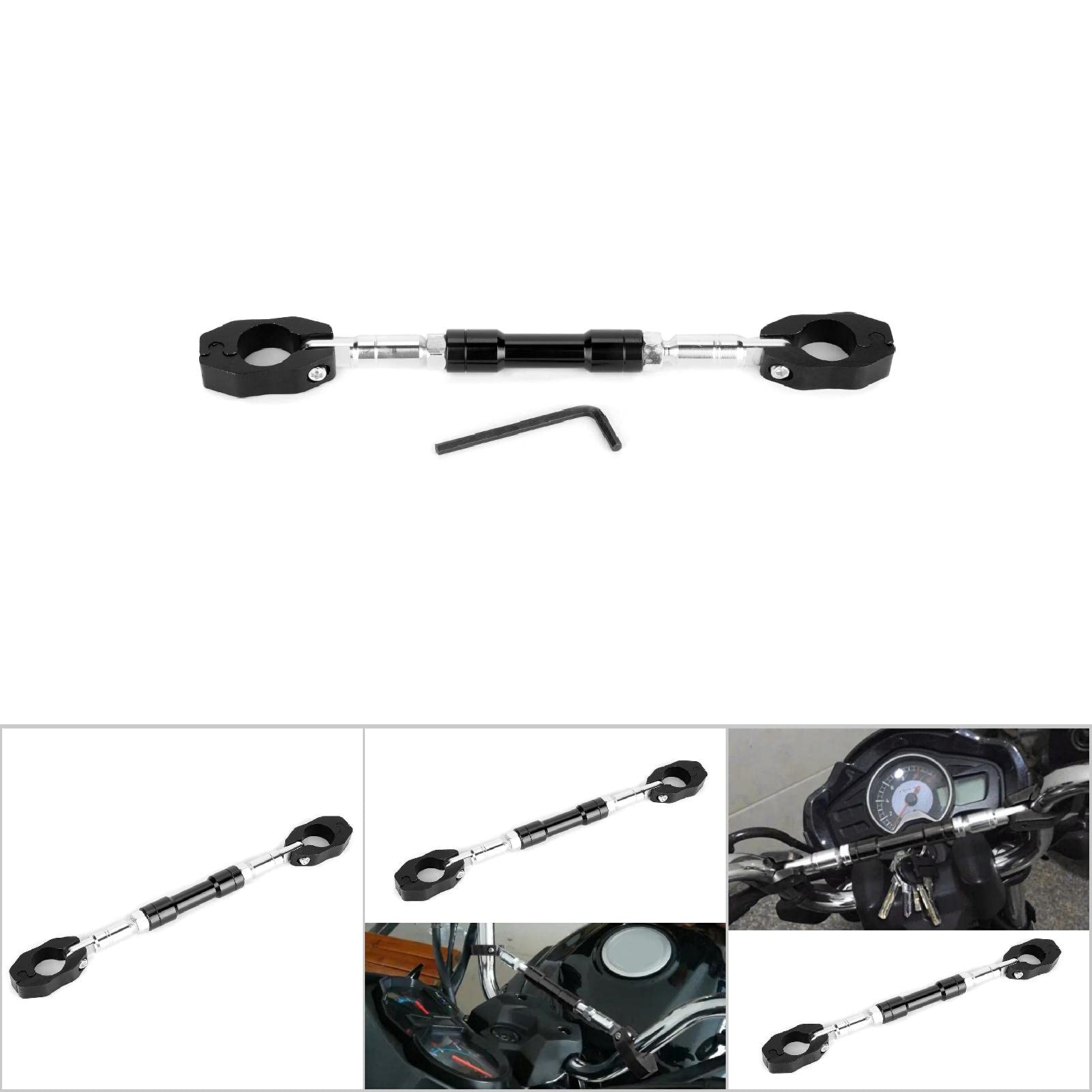 Manubrio a Croce per Moto in Lega di Alluminio Regolabile Universale, Barra di Bilanciamento per GS 1200 Nero