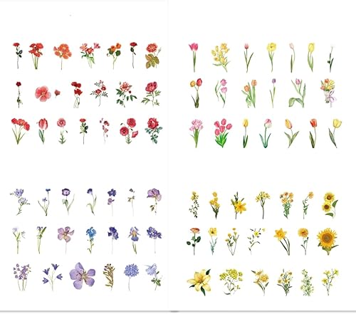 Miniatura 5 de Calcomanías de flores naturales con rosa margarita tulipán girasol orquídeas calcomanías florales de vinilo para juguetes regalos planificador