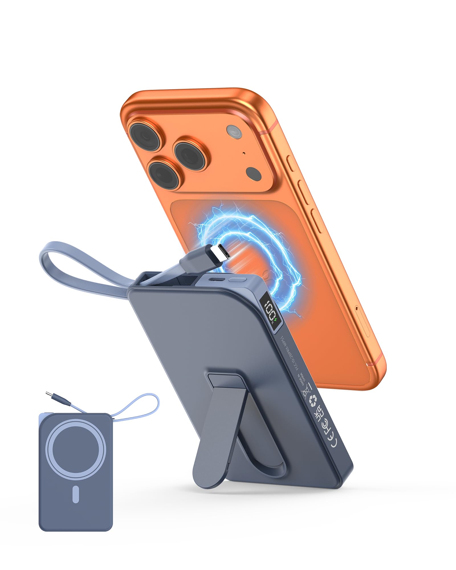 Eissix Power Bank, PowerBank Magnetico 12000 mAh, PD 22,5 W, Ricarica Rapida, Caricabatterie Wireless Portatile con ingresso e uscita USB-C, indicatore LED per iPhone 15/14/13/12/Pro/Pro Max