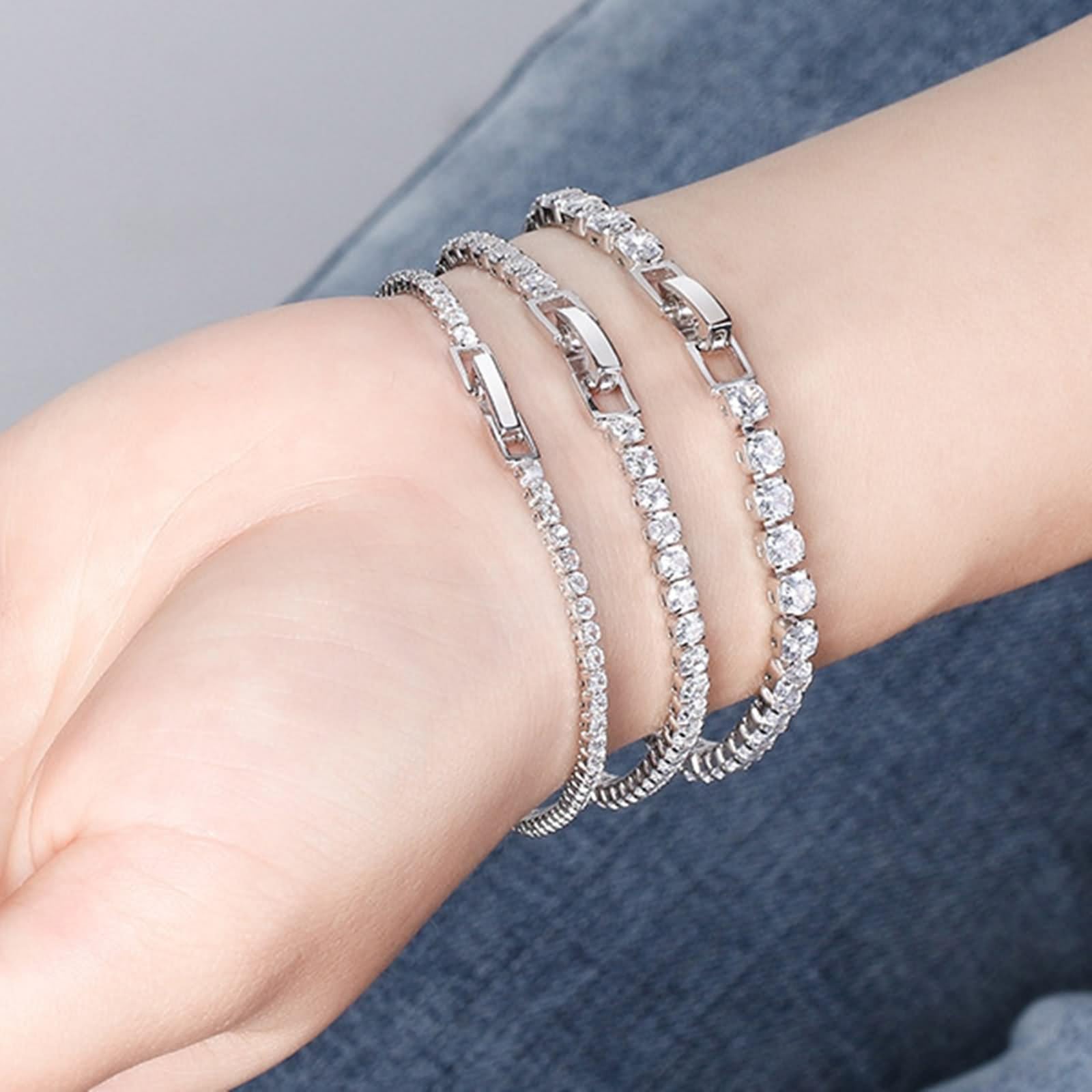 Pulseras Mejor Amiga Mujer, Pulsera Dijes Mujer, Pulseras Tenis Mujer, Pulsera Amistad Forma Redonda Blanca, Plata Ley circonita cúbica