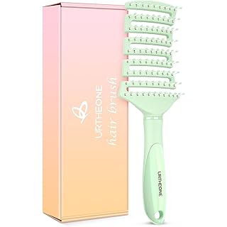 Hair Brush, Curved Vented Detangling Hair Brushes for Women Men Wet or Dry Hair,Faster Blow Drying Styling Professional Paddle Vent detangler brush (Light Green)