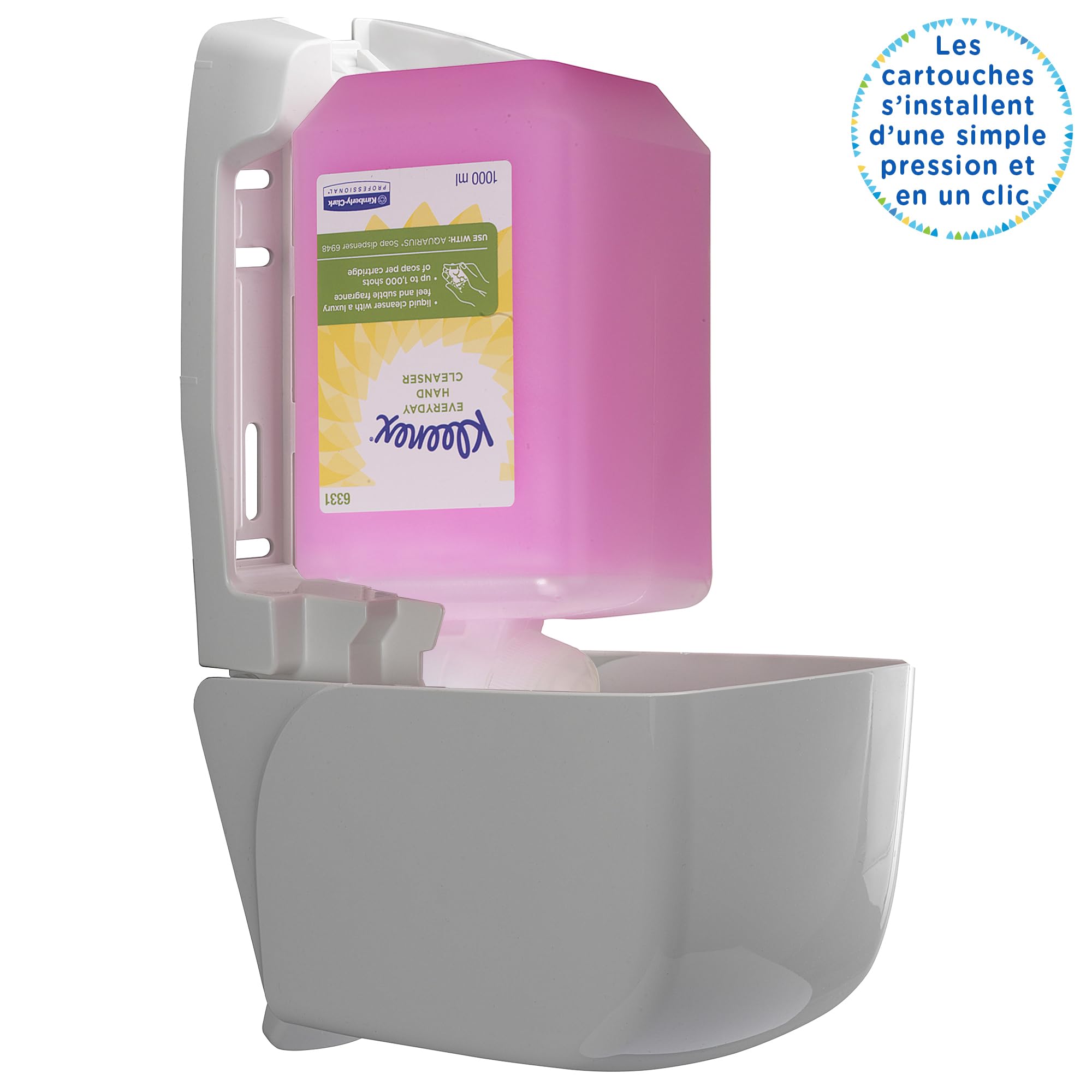 Kleenex® Crème Lavante pour les Mains 6331 – Savon Crème Doux et Parfumé pour le Lavage Fréquent des Mains en Milieux Professionnels – 6 Cartouches x 1 Litre (6 Litres au Total)