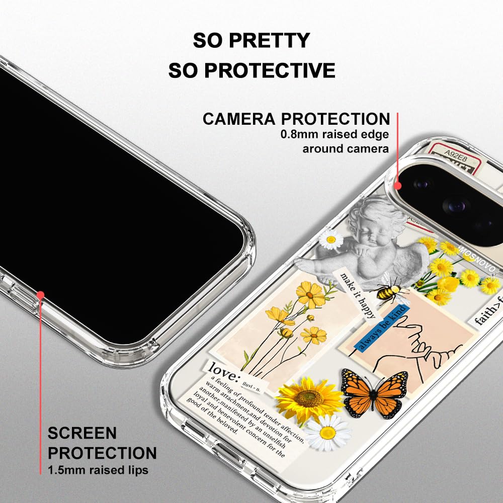 MOSNOVO Case for Google Pixel 10 & Pixel 10 Pro, [Buffertech 6.6ft Military-Grade Drop Protection] [Anti Peel Off Tech] Clear TPU Bumper Phone Case Cover Design - Cute Cherry — view 568