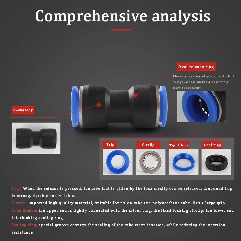 Amazing 🔥 4mm Quick Fitting, 5/32” OD Push to Connect Pipe Tube Straight Fittings, Pneumatic Air Line Connector 20Pcs Buy 1 get 1 4mm Quick Fitting, 5/32” OD Push to Connect Pipe Tube Straight Fittings, Pneumatic Air Line Connector 20Pcs