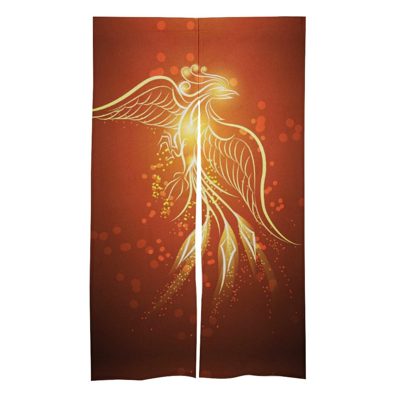 Amazon｜鳳凰 オレンジ 中国風 中華風 鳥 とり 暖簾 のれん