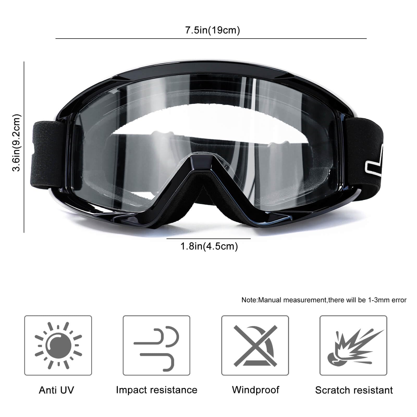 AVV Occhiali da moto per uomo e donna, antivento, per ATV, Dirt Bike, anti UV, per equitazione, MTB, motocross