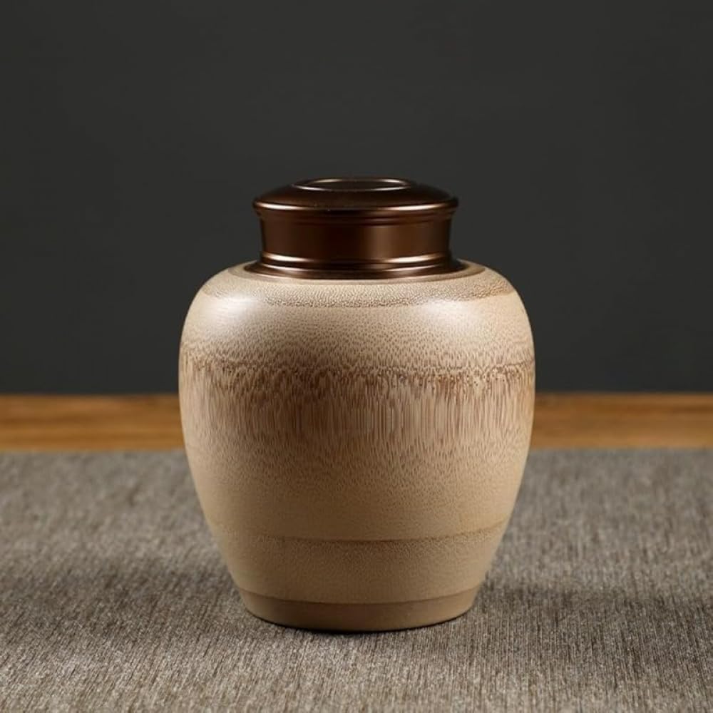 Lamantt Natural Bamboo Aluminum Lid High Seal Moisture Proof Insect Proof Traditional Craftsmanship Tea Bottle (B) : Home & Kitchen