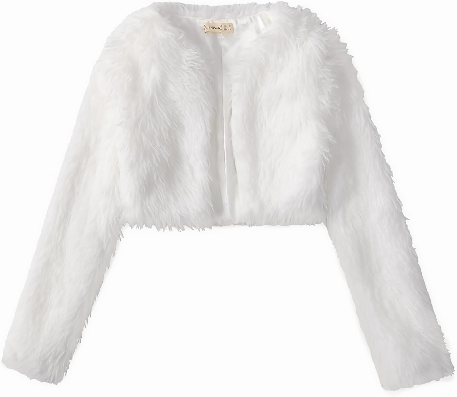 Just Quella Women's Light Weight No Stretch Extra Soft Plush Faux Fur Evening Open Front Bolero Cropped Fitted Jacket Shrug - Image 4