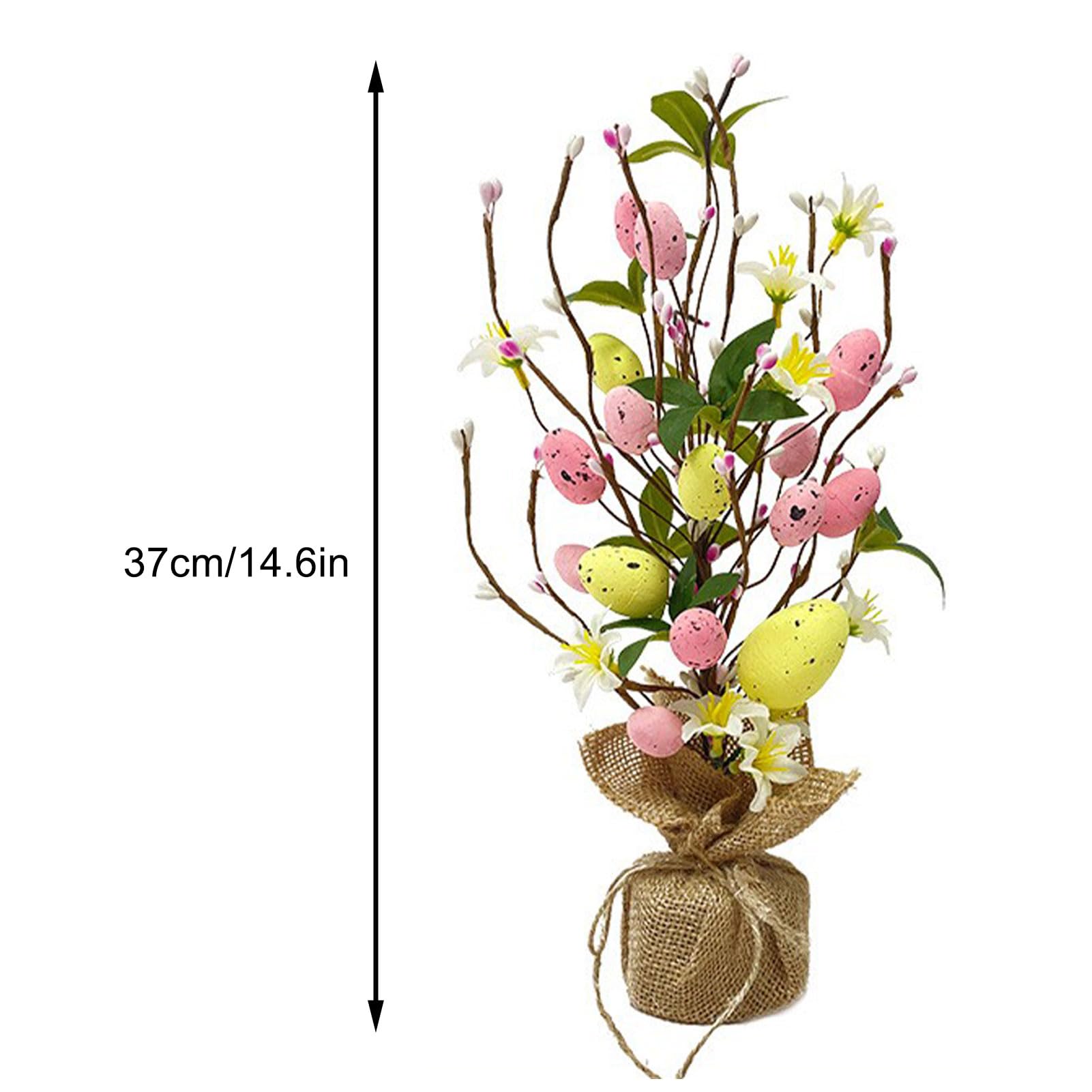 Albero Pasquale Decorativo Con 12 Uova Pastello - Centrotavola Per Festa Di Primavera - Foto 2