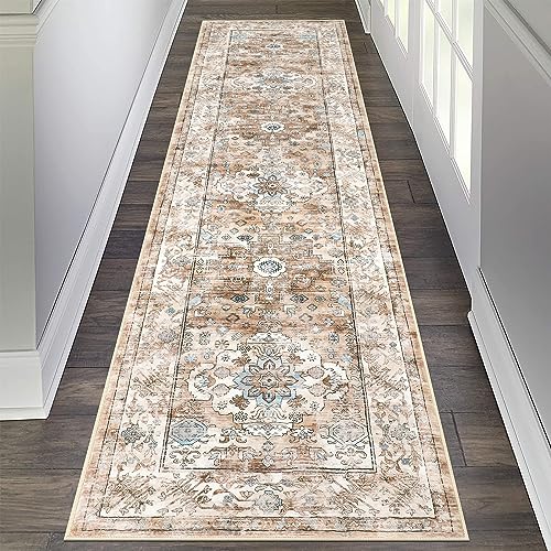 Pauwer Boho Hallway Runner Rug 2x8 Washable Entryway Area Rugs Non Slip Farmhouse Vintage Floor Mat Carpet Runner for Hallways Laundry Room Kitchen Bathroom Bedroom