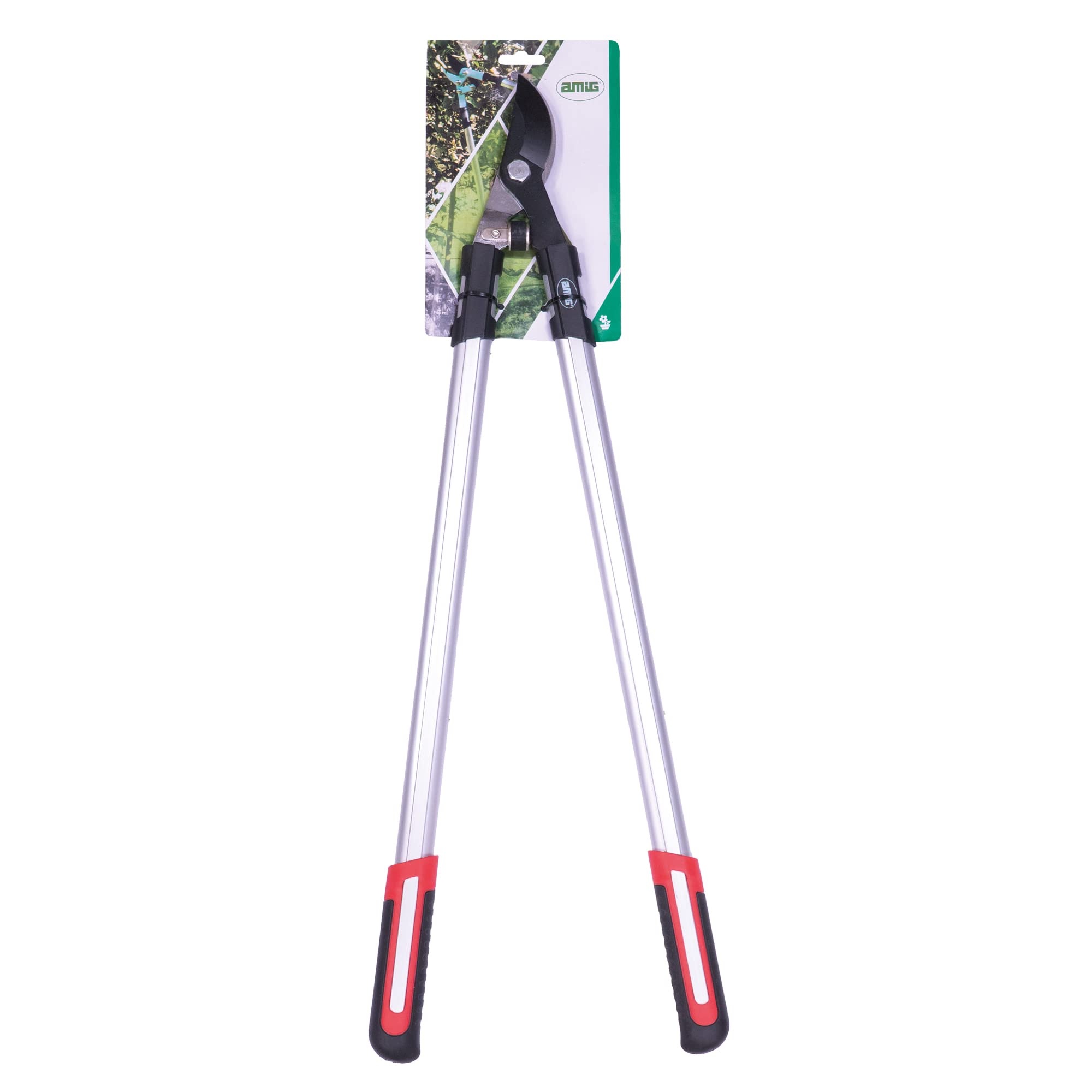 Amig - Tijera de Poda a Dos Manos - Mango de Aluminio y Hoja recubierta de Teflón - 80 cm - Corte Bypass - Capacidad de corte 38 mm - Para Ramas Verdes y Húmedas de Árboles y Arbustos