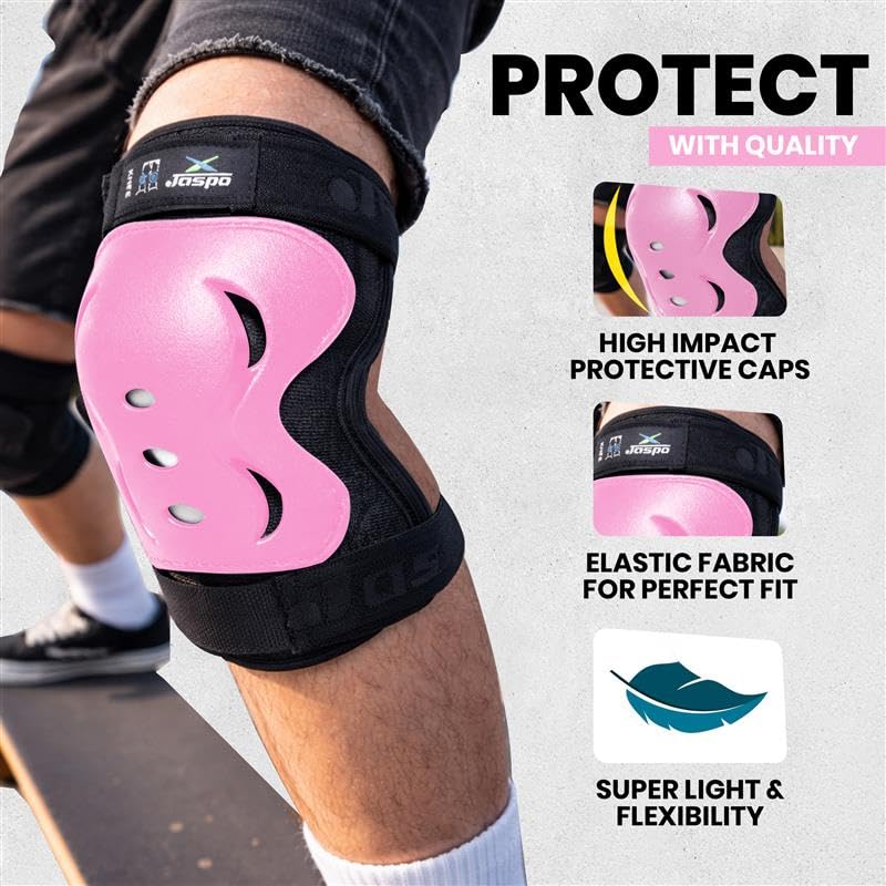 Image of Jaspo Tyro Complete Protective Gear Set for Kids | Helmet with Knee Pads, Elbow Pads & Wrist Guards for Skating, Cycling & Skateboarding (6-14 Years)
