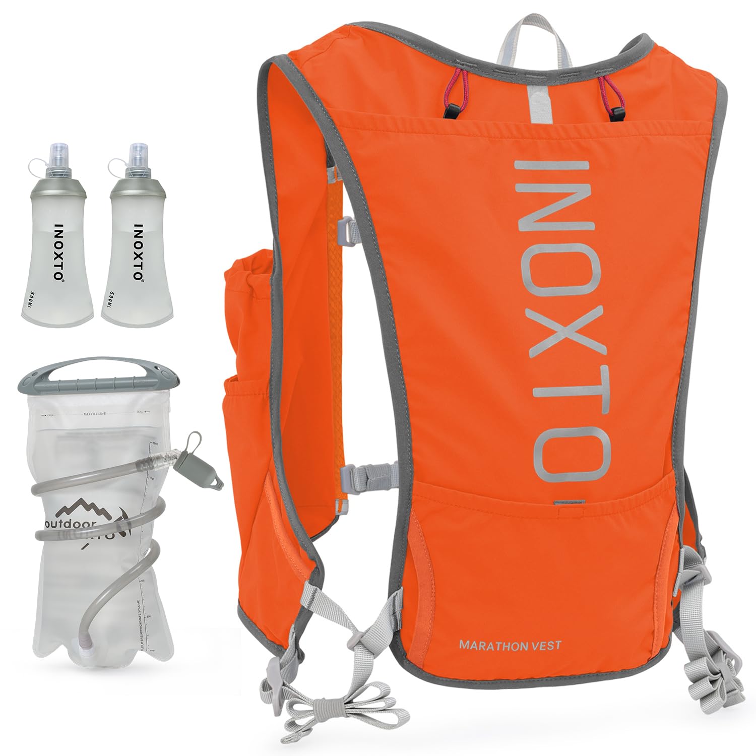 INOXTO Running Hydration Vest Backpack,Lightweight Insulated Pack with 1.5L Water Bladder Bag Daypack for Hiking Trail Running Cycling Race Marathon