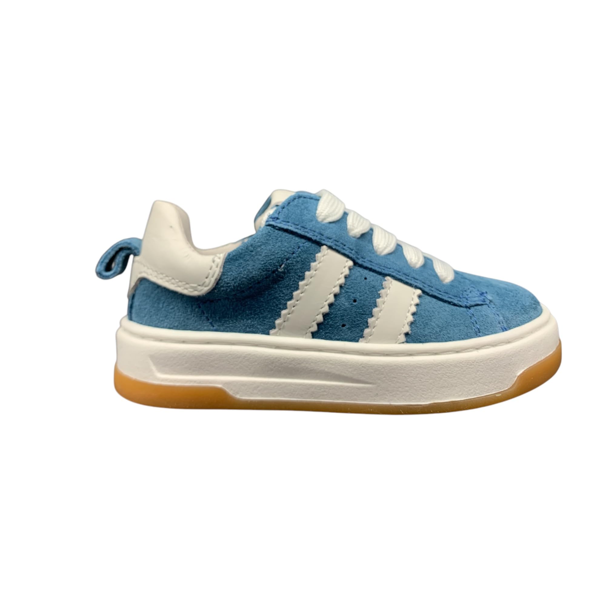 Balducci Sneakers Scarpe per Bambini, Suede Azzurro e Bianco,Lacci e Zip Laterale, Plantare Fisiologico Numeri dal 24 al 30