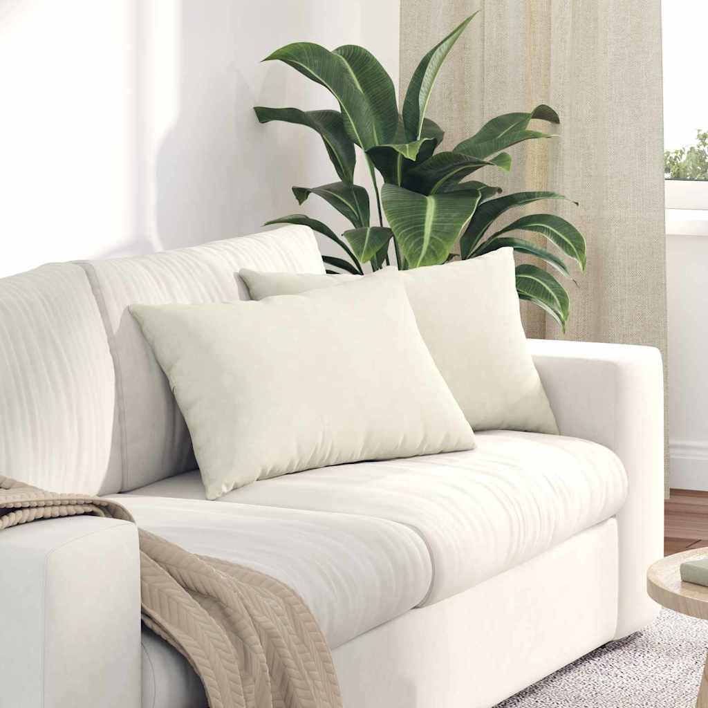 2er Set Sofakissen Creme 60 x 40 cm, Deko-Kissen mit Cordstoff-Bezug und weicher Polyesterfüllung, Moderne Dekokissen für Wohnzimmer und Schlafzimmer
