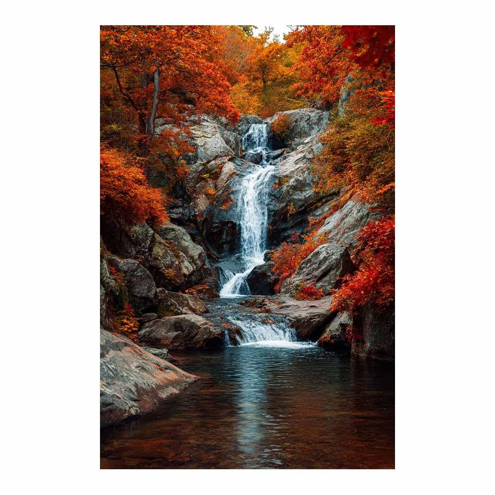 HUYEEI Landscape Wall Art Autumn Forests Waterfall Modern Canvas Print On Artwork, Suitable for living room, bedroom, for Kids Room Decoretc.(red)-70x100cm Unframed
