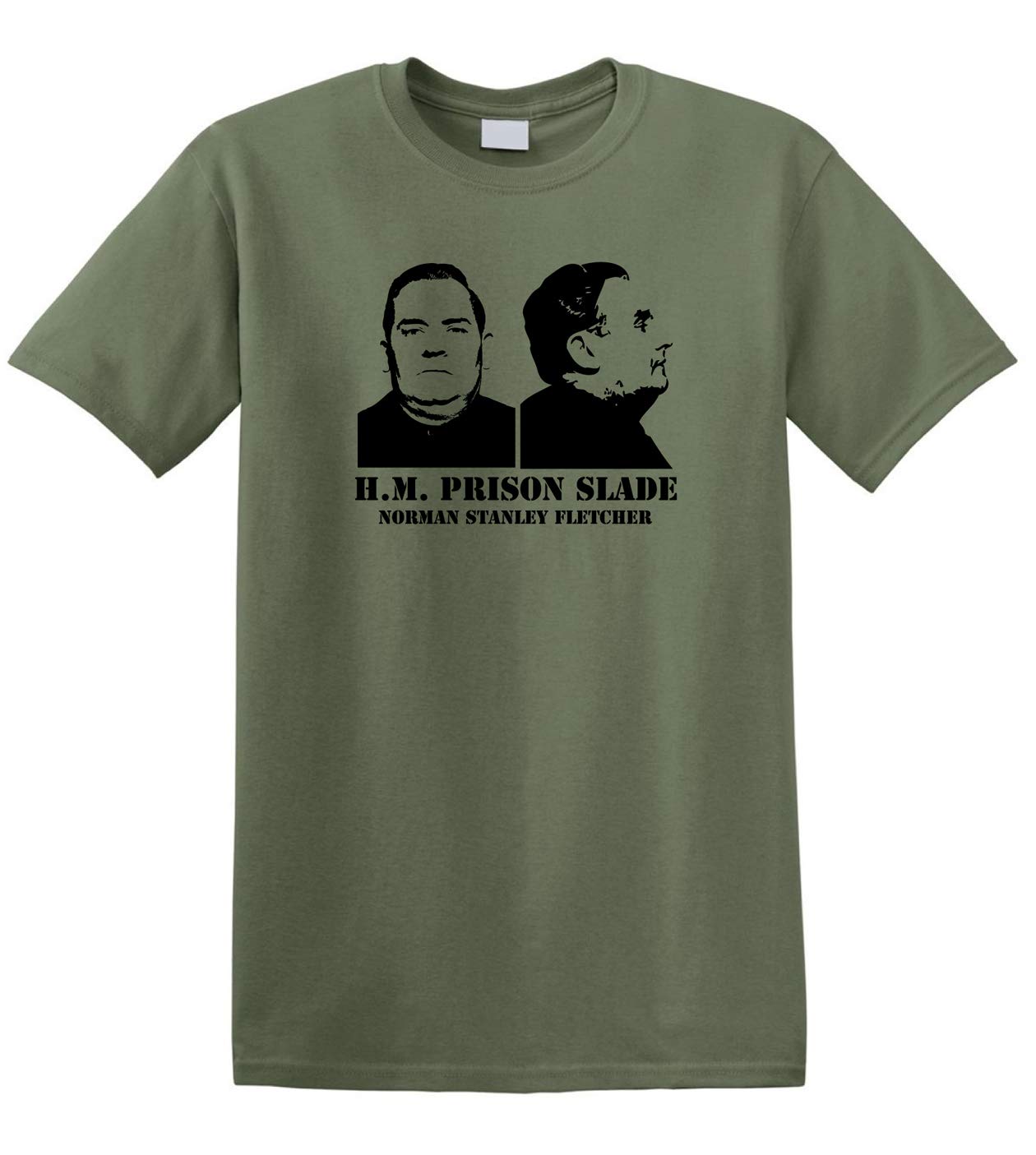 Porridge Norman Stanley Fletcher HM Prison Slade Cult Comedy Heavy Cotton t-Shirt Military Green