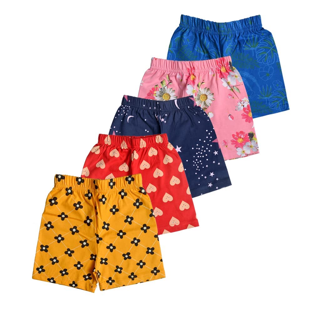 T2FGirls Cotton Printed Shorts(Pack of 5)