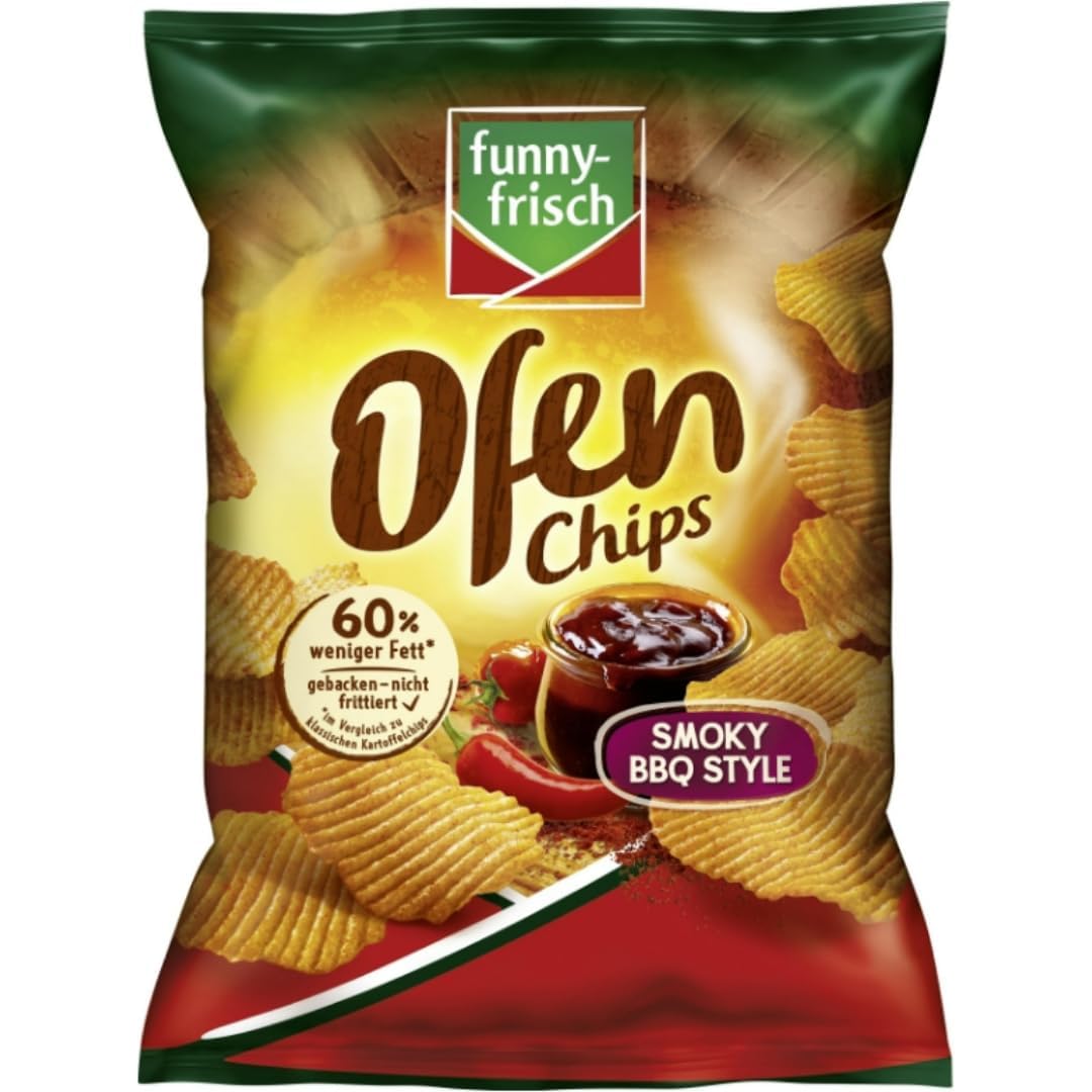 Funny-frisch Ofen Chips Smoky BBQ Style Chips Cracker 125 gramm x 10 Stück mit Pufai