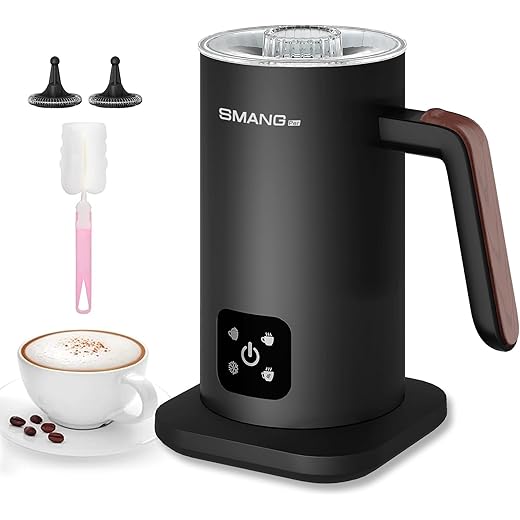 Electric Milk Frother, 4 in 1 Milk Steamer, 11.8oz/350ml Automatic Hot and Cold Foam Maker for Coffee, Latte, Cappuccino, Macchiato, Hot Chocolate, Stainless Steel Body, Matte Black