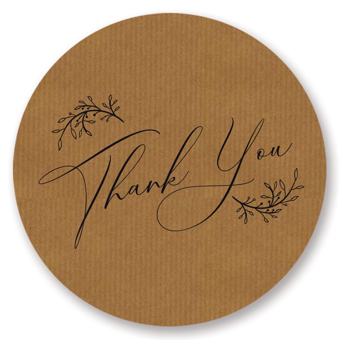 Floral 'Thank You' Stickers for Small Business/Wedding/Baby Shower/Hen Party/Birthday in Kraft Brown or White (37mm (35 per Sheet), Brown)