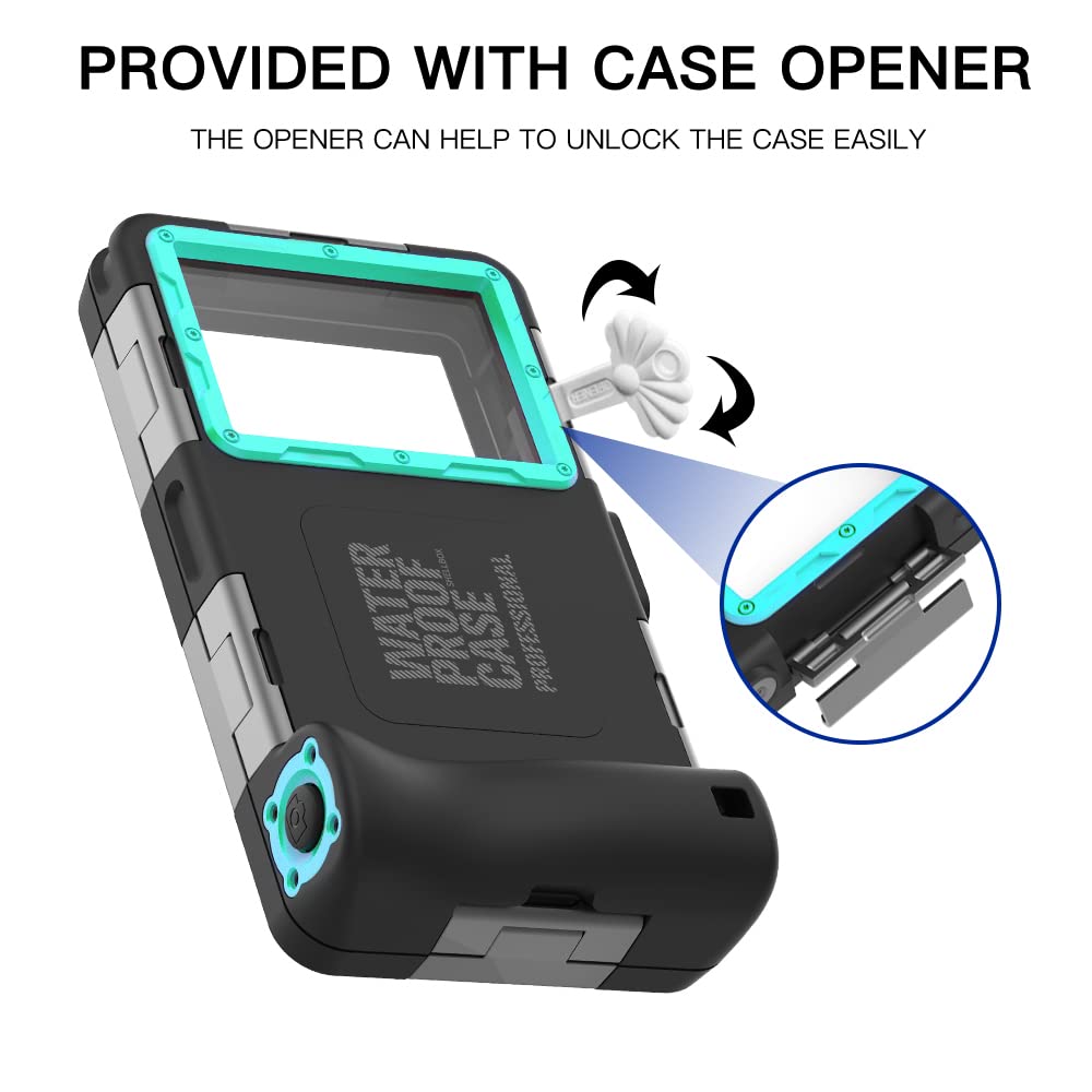 Wodoodporne etui na telefon iPhone i Samsung Galaxy Smartphones Series Professional [15 m/50 stóp] Wbudowany pokrowiec ochronny ze smyczą do surfowania na świeżym powietrzu, pływania, nurkowania z rurką, zdjęcie wideo (niebieski)