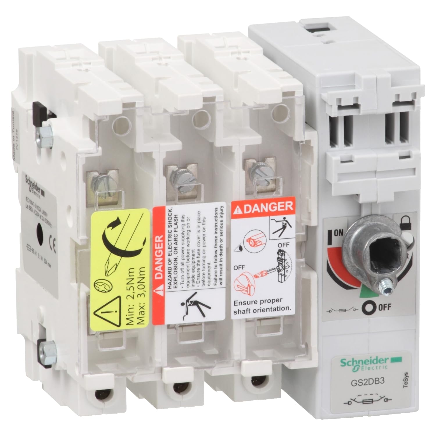 Schneider Electric 20 A dc, 23 A ac 3P Fused Isolator Switch, A1 Fuse Size