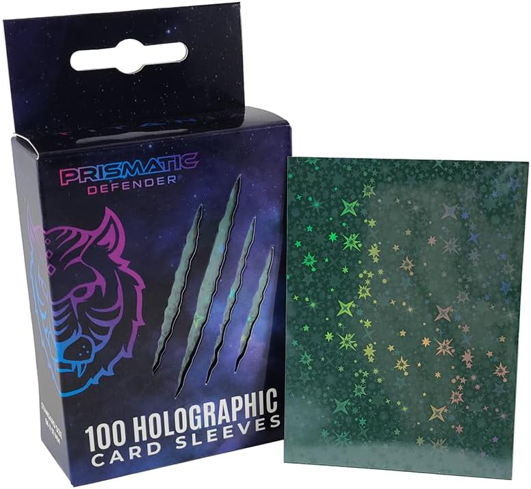 PRISMATIC DEFENDER® Starfield/Nebula Holographic Card Sleeves – 100 Pack Standard Size Foil Sleeves for TCG & Trading Cards – Compatible with Magic The Gathering (MTG), Lorcana, Digimon