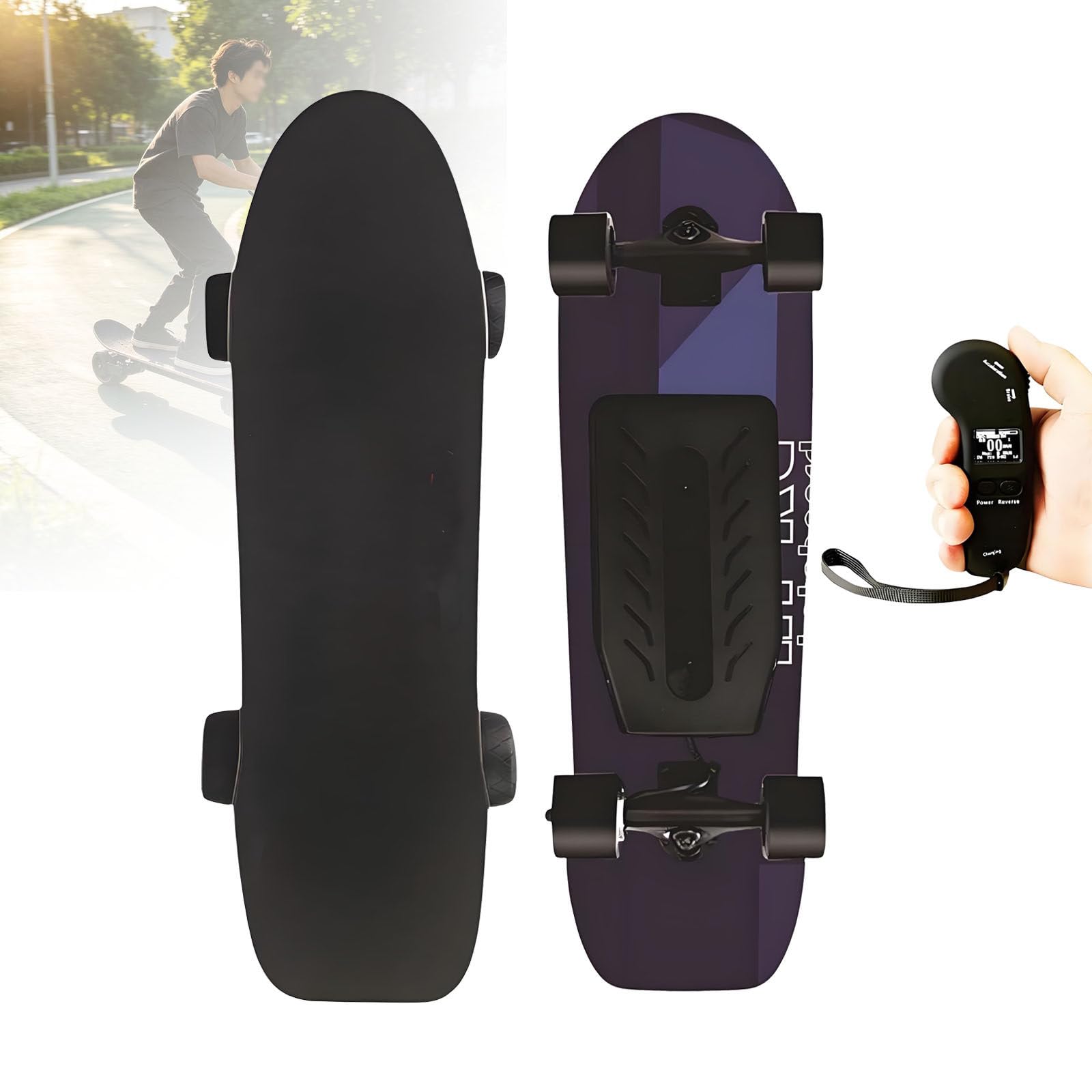 Longboard Elettrico per Adulti, Skateboard Elettrico con Telecomando, Carico Massimo 150 kg, velocità Massima 22 Km/H, 4 modalità di velocità, per Adolescenti E Ragazzi D