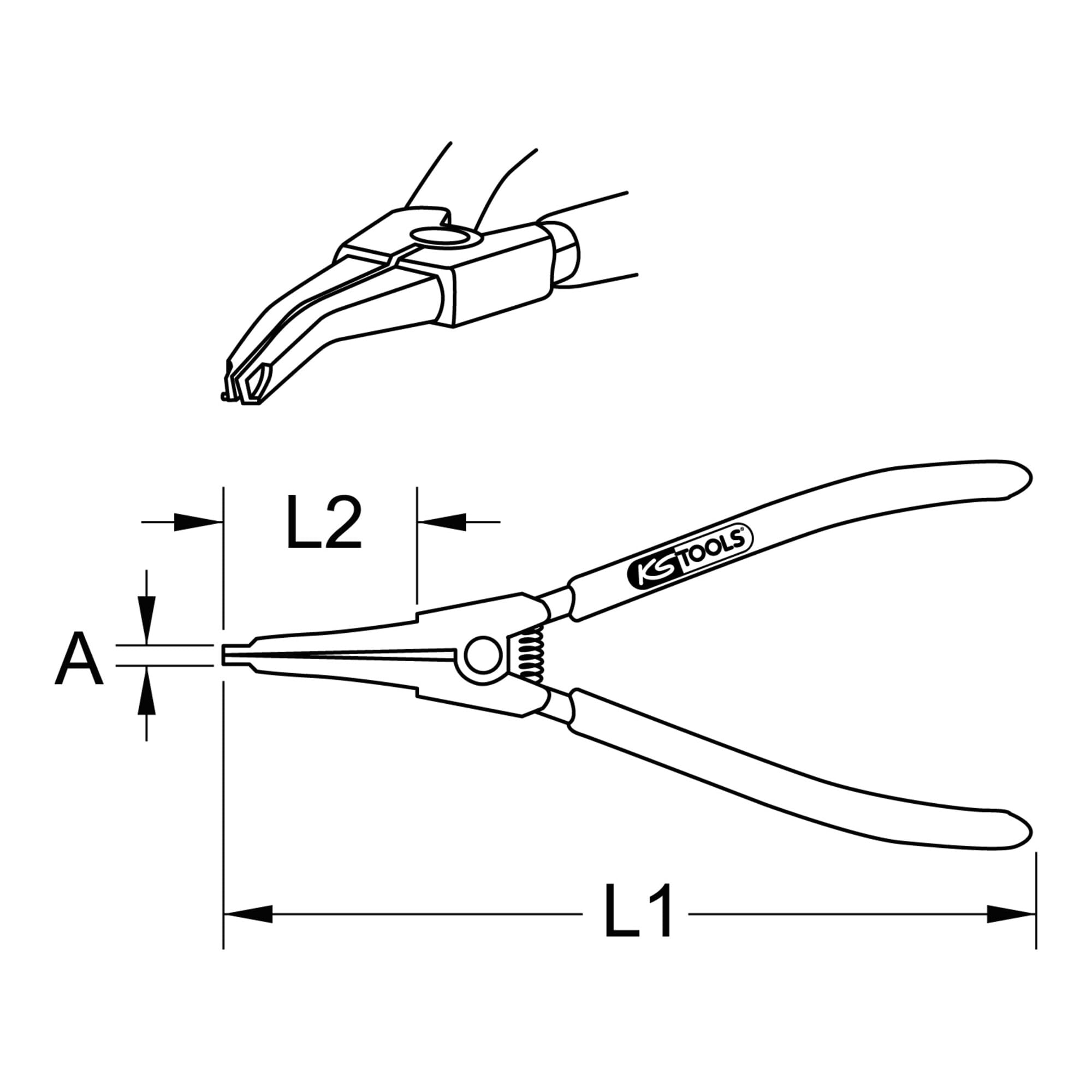 KS TOOLS 115.0993 Pince pour Goupilles de Sécurité de Vis de Cardan - Bec Droit