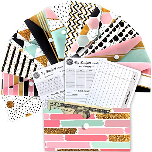 Premium Plastic Budget Envelopes With Snap And Monthly Budget Planner Organizer Inserts - Cash Envelopes For Financial Planner, Cash Envelope System Wallet, Receipt Organizer, Money Envelopes For Cash #TOP5