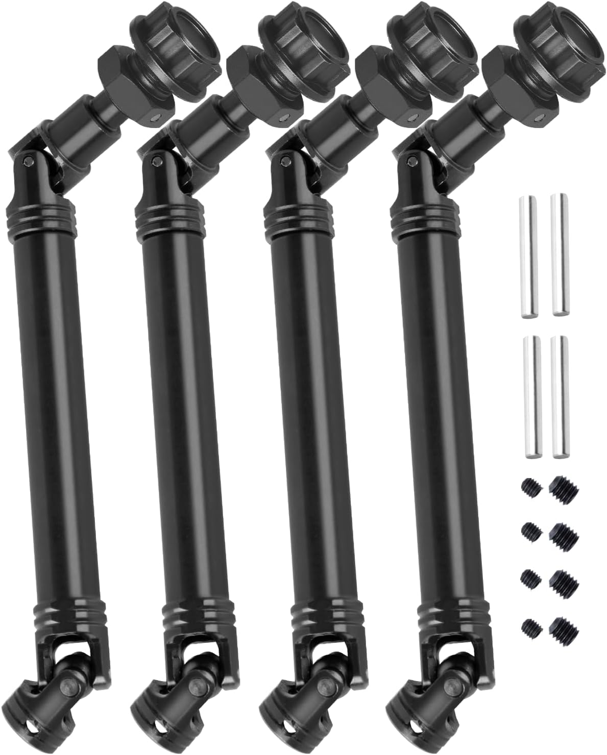 RC Driveshafts w/Wheel Hex Upgrades Part for 1/10 Kraton 4x4 4S V2 BLX,Outcast 4x4 4S V2 BLX(Only Fit for V2),Harden Steel 45# Front Rear CVD Axles & Wheel Hex Hub,4PCS,Black w/Black