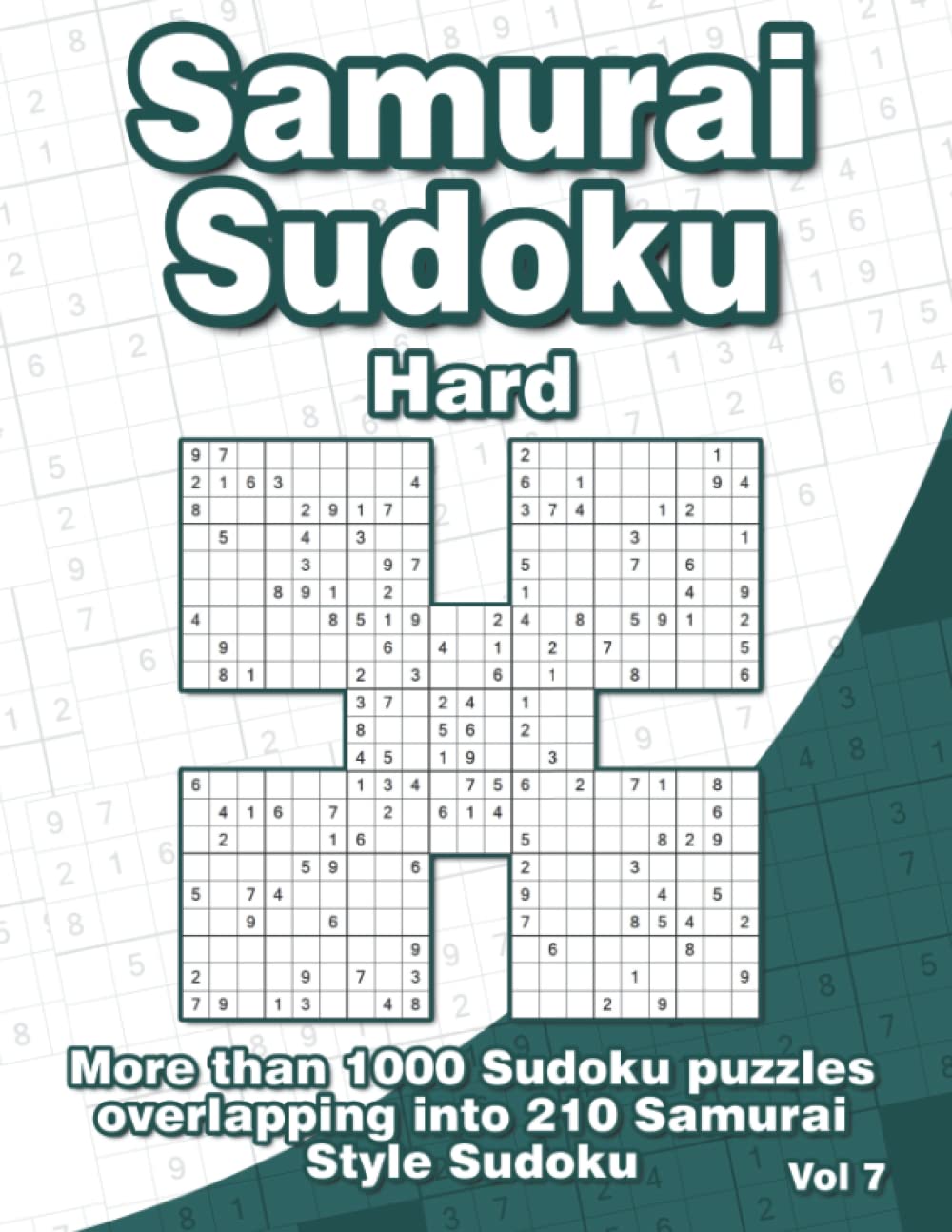 Samurai Style Sudoku Puzzle Book with 210 Hard Puzzles: Difficult Samurai Sudoku Puzzles with 1000 9x9 Sudoku for Advanced