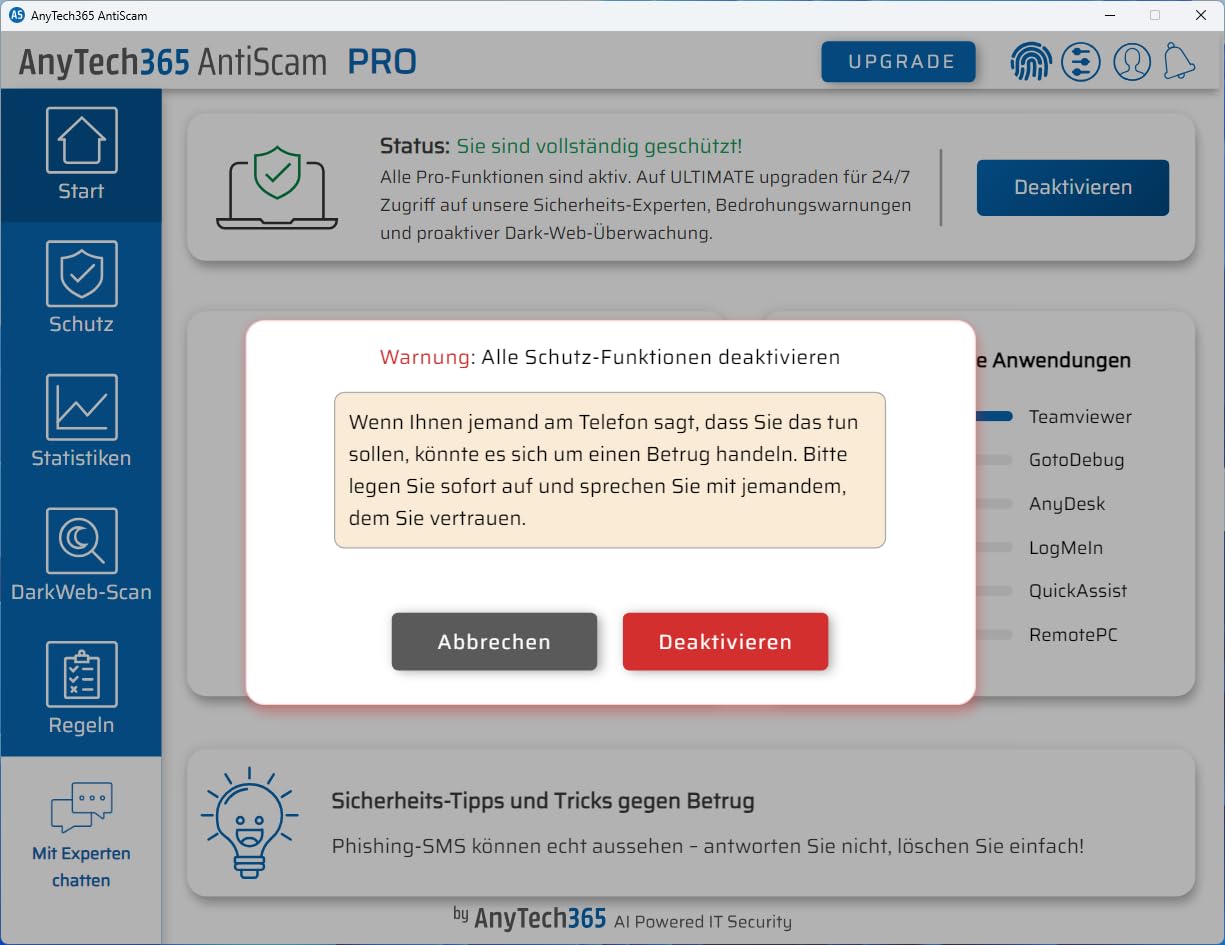 AnyTech365 AntiScam Pro | Kompatibel mit Windows| 1Gerät | 1 Jahr | Setzen Sie sich vor Betrug zur Wehr | Aktivierungscode per E-Mail [software_key_card]