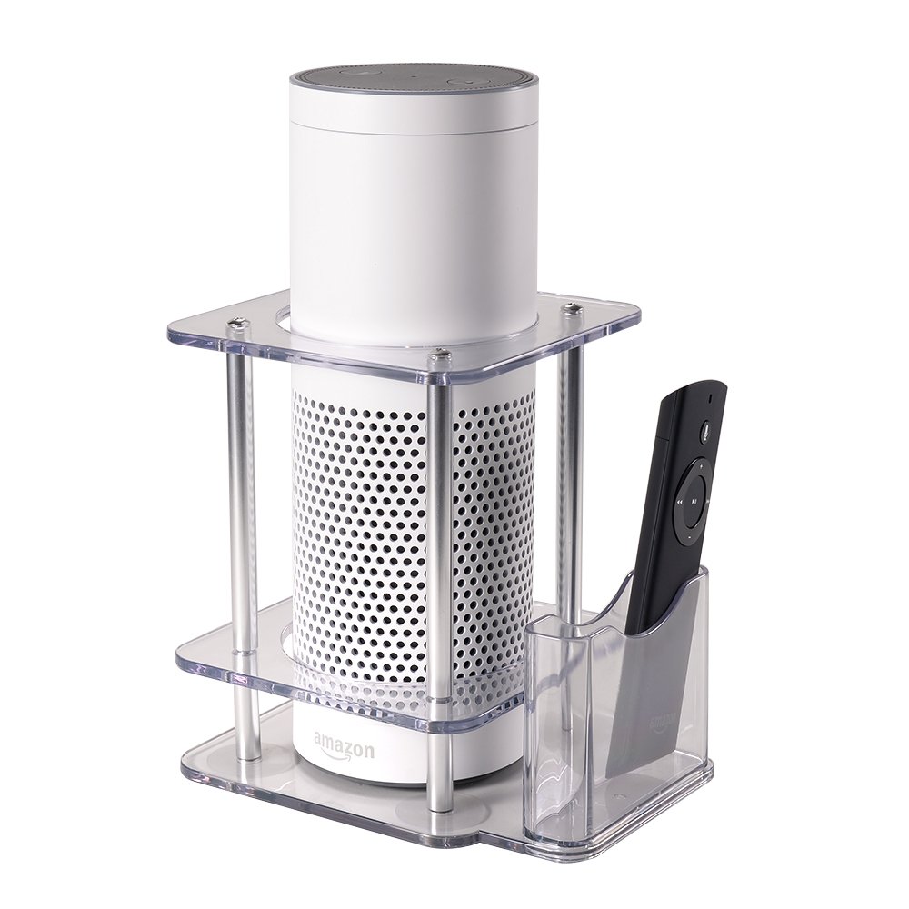 Speaker Stand for Amazon Echo Alexa 1st Generation, Echo Plus with Remote Holder - Clear Acrylic