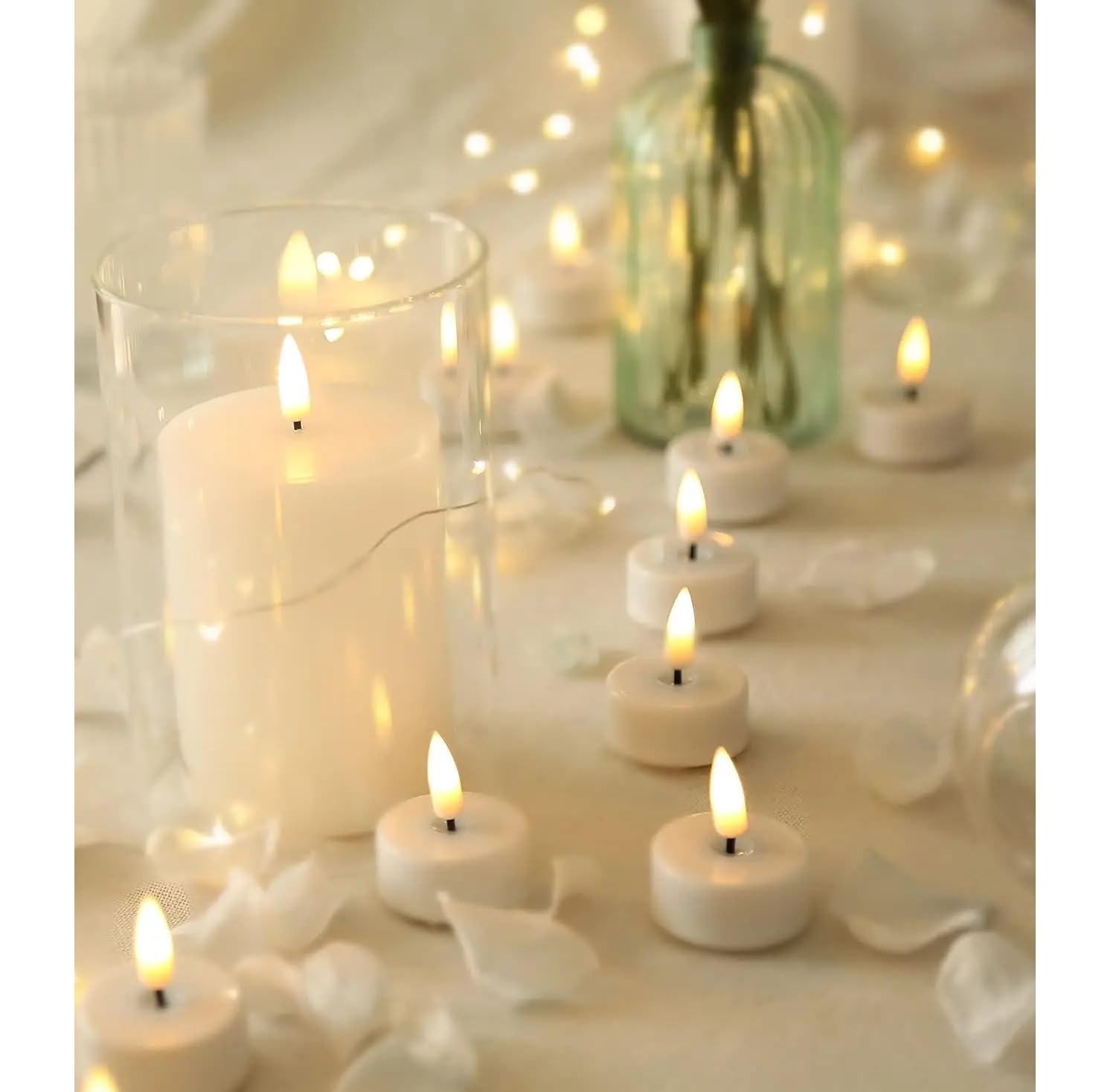 Velas Led Efecto Llama 6/12 velas LED parpadeantes sin llama for decoración de fiestas cumpleaños y bodas(12-pcs,Warm Light)