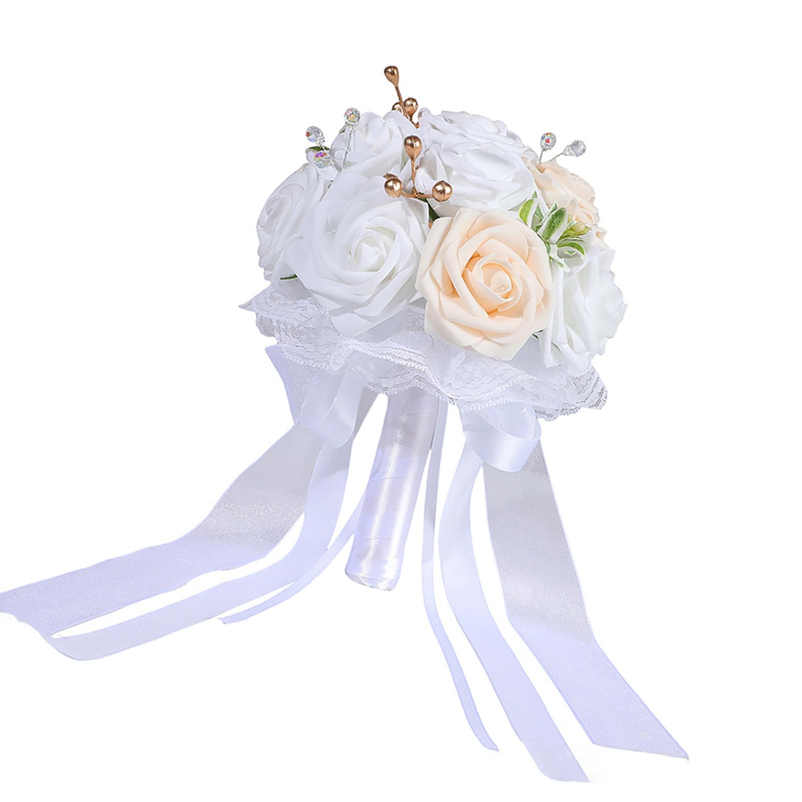 Kaeltsyn Realistic Silk Flower Bridal Bouquet Flower Arrangement Artificial Rose for Wedding Photography and Ceremony Wedding Floral Arrangement