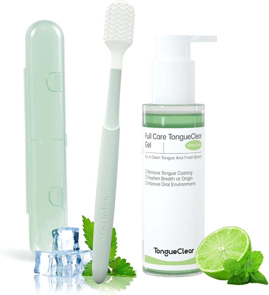 Soft Oral Cleaner & Gel Kit | Mouth Odor Eliminator, Fresh Mint | Mucosal Cleaner, 1 Set, Silicon Oral Mucosal Cleaner with Air Bag