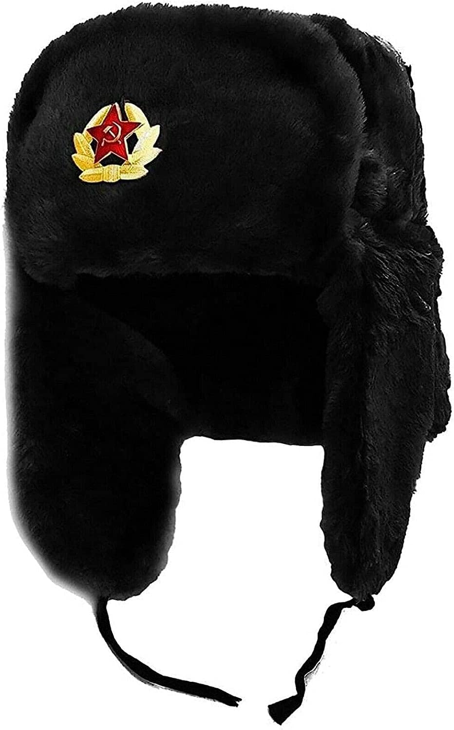 Chapeau d'hiver de style soviétique | Chapeau de cosaque Ushanka en fausse fourrure avec cache-oreilles et épingle militaire décorative | Chapeau de ski pour homme parfait pour les longues nuits