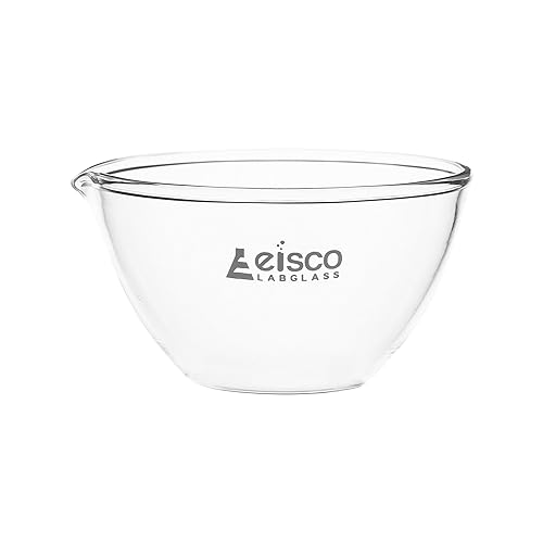 EISCO Lavabo evaporador, 3.4 fl oz - Fondo plano, con boquilla - Vidrio de borosilicato 3.3 - Tazón para mezclar, laboratorio, cocina, manualidades