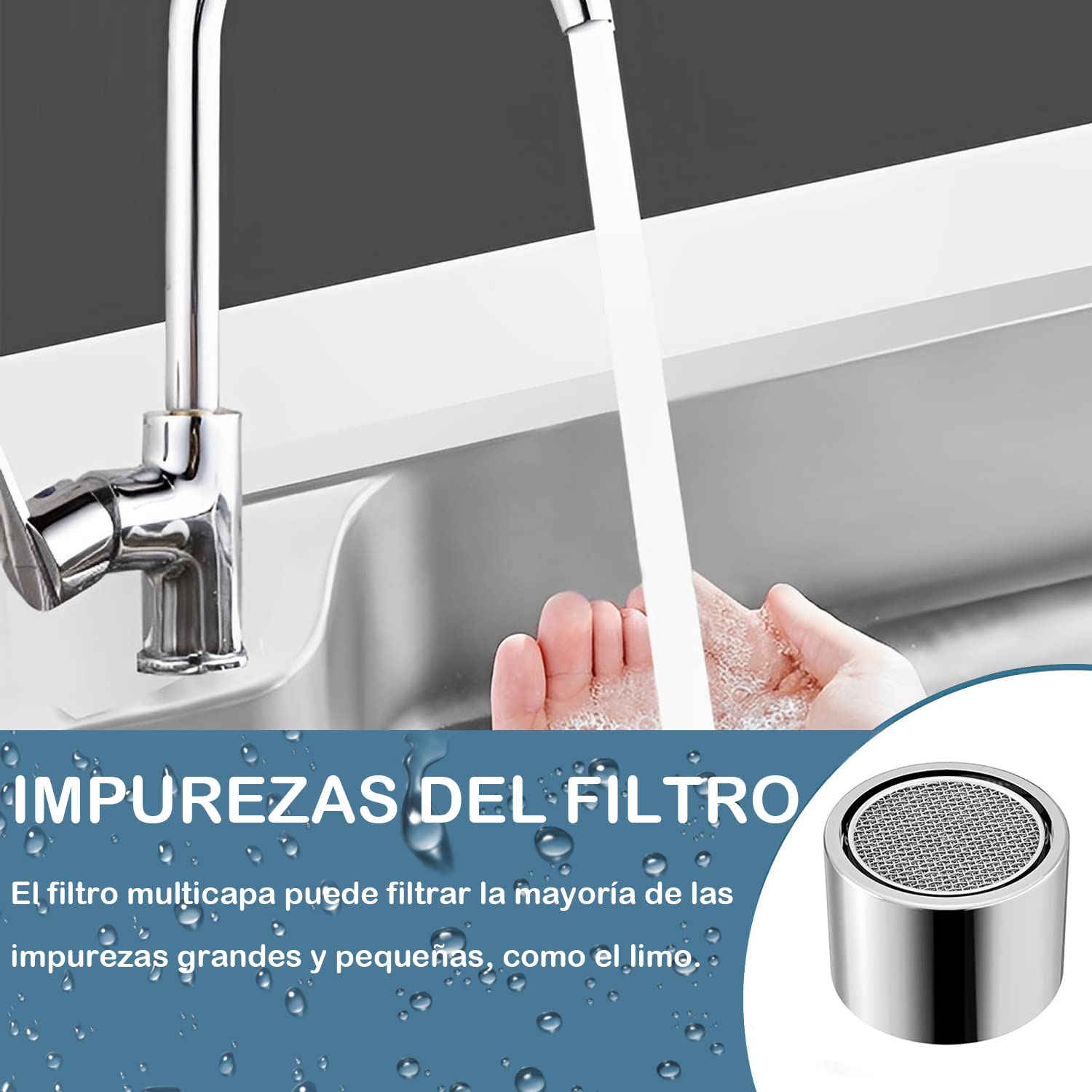 5 Piezas Filtro Grifo 22mm, Aireador Grifo de Rosca Interior, Aireador Recambio de Lavabo, Boquilla de Grifo de Rosca Hembra con Goma, Ideal para Ahorrar Agua de Grifos de Baño y Cocina, M22