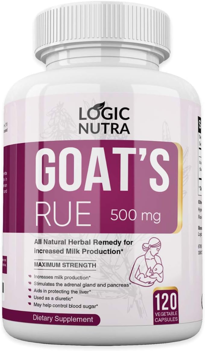 Goats Rue Organic Herb Lactation Aid Support Supplement for Breastfeeding Mothers, Certified Organic 120 Vegetarian Capsules - 500 mg per Capsule - Made in The USA