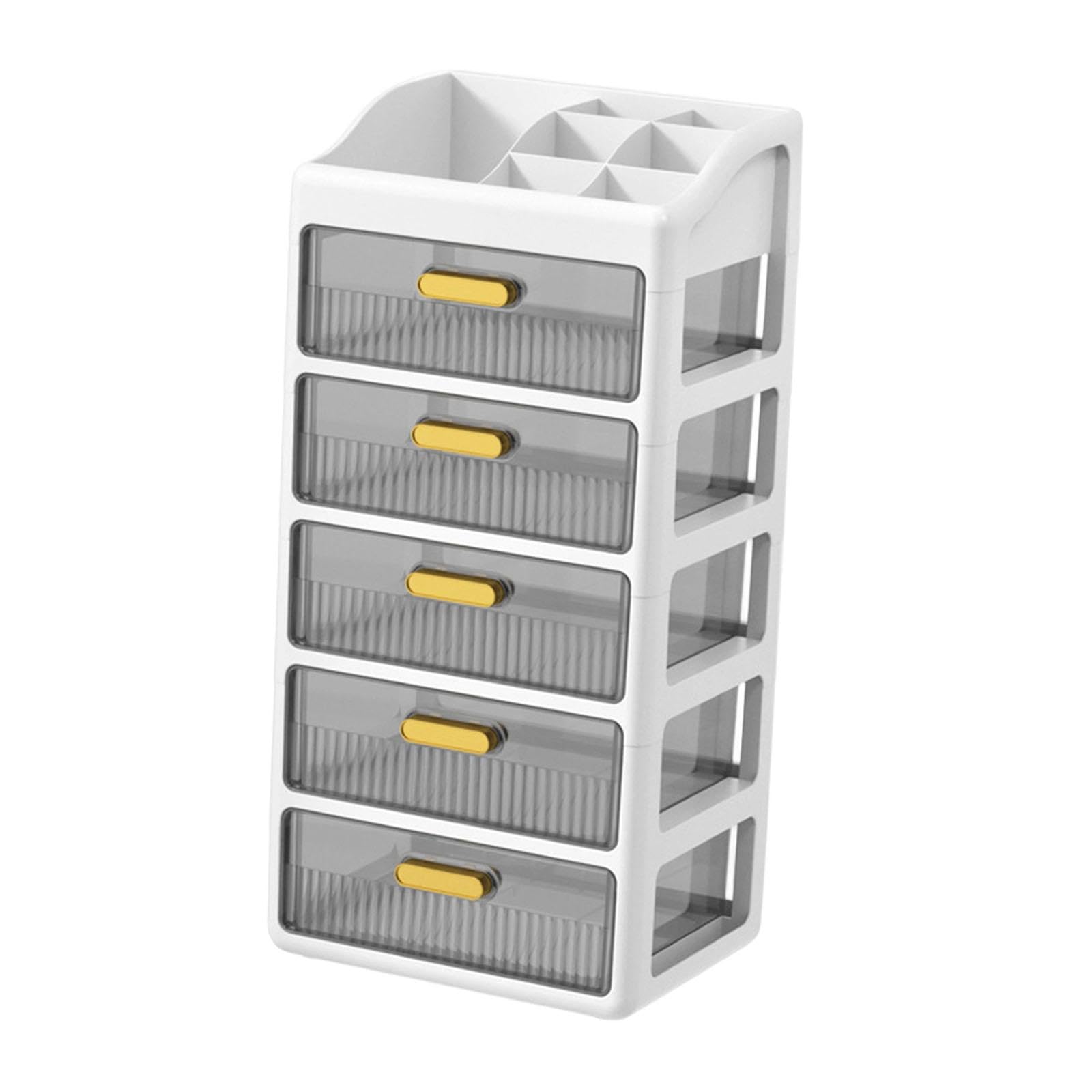 Organizzatore Da Scrivania con Cassetti, Organizer per Trucchi, Scatola Portaoggetti Da Scrivania, Scomparto Organizer Da Scrivania, Espandibi, 5 Livelli Bianchi