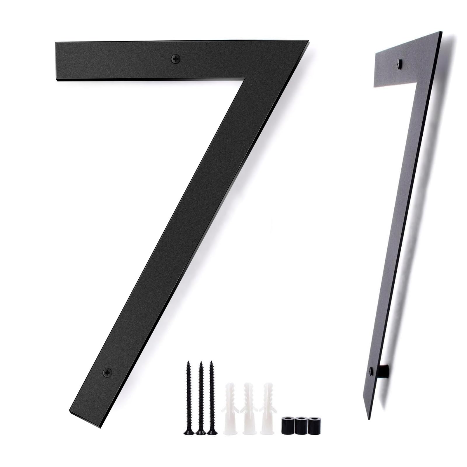 16 Inch Metal House Numbers for Outside, Extra Large Address Numbers for House, Floating House Number Matte Black Steel 16'' Large House Numbers 7