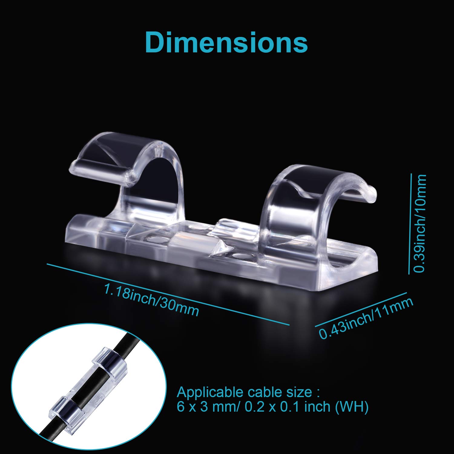 100 Pieces Mini Outdoor Cable Clips Light Clips Decoration Clips Self Adhesive Hooks